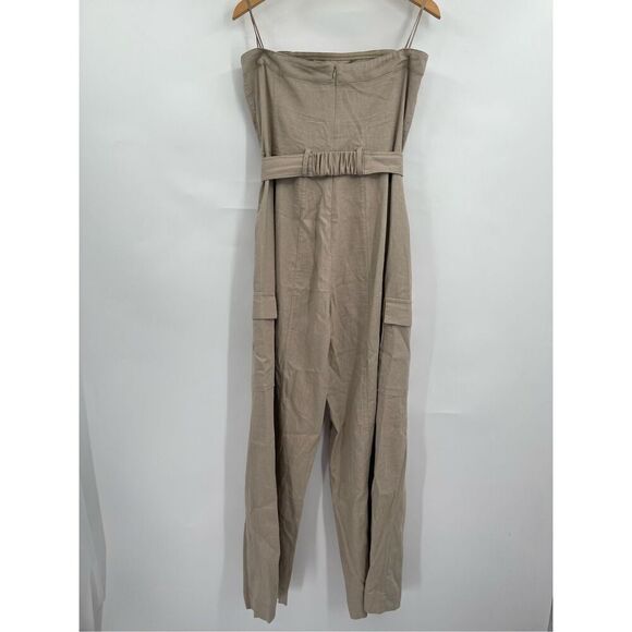 ZARA LINEN BLEND CARGO JUMPSUIT Sz M - Picture 7 of 9